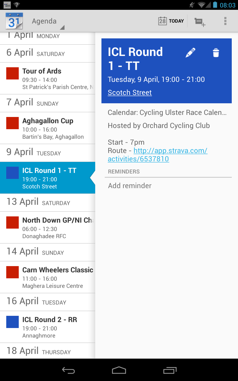 Calendar Screen shot